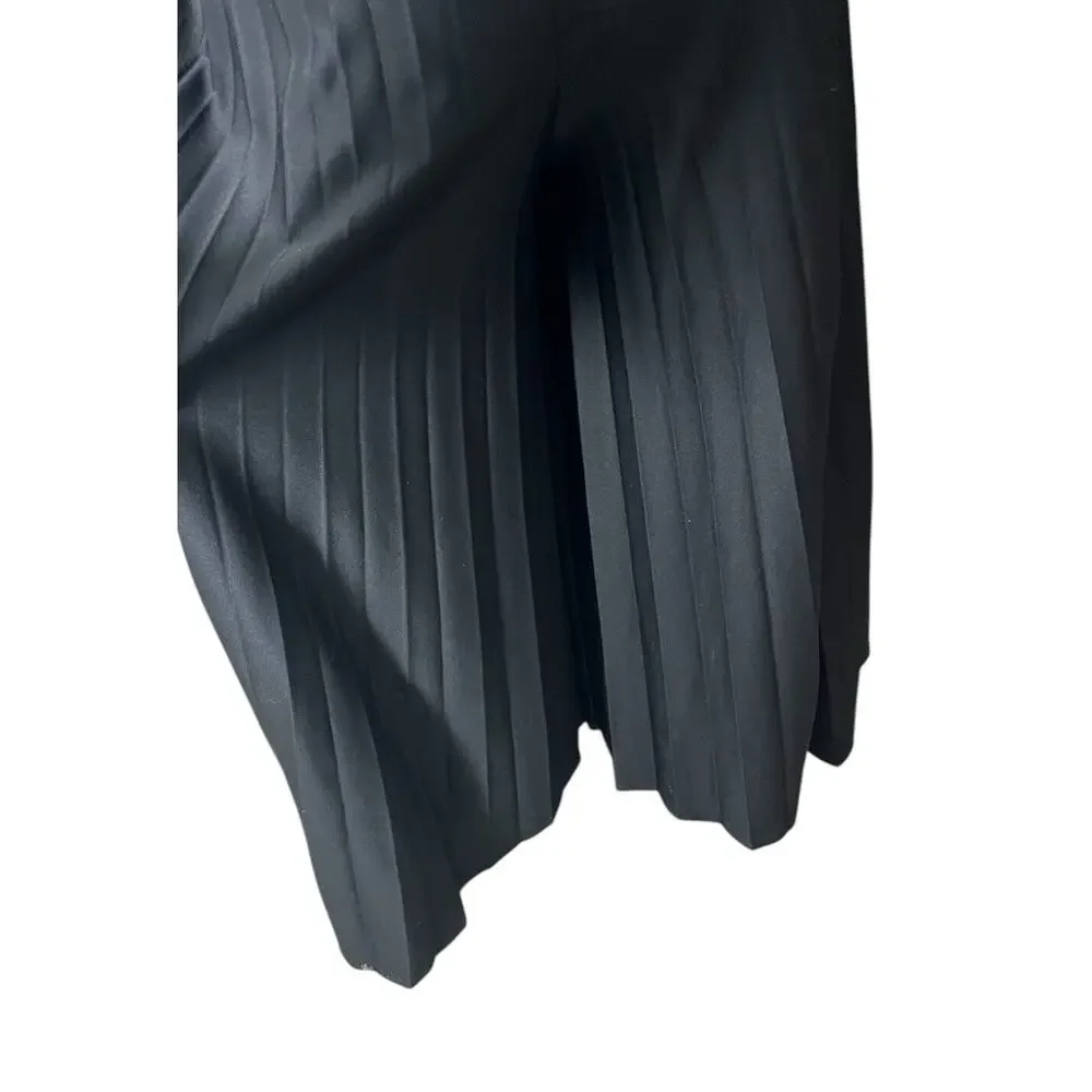 Vtg Pants Pleaded Culottes Wide Leg Black Caron Components Boho 2 XS Zipper